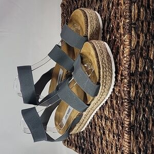 STEVE MADDEN Kimmie Women's Ankle Strap Flatform Espadrilles In Grey Size 10